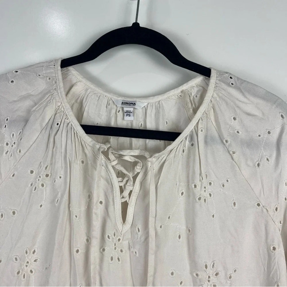 NEW Sonoma Eyelet Long Sleeve Peasant Top Size PS Petite Small - Picture 6 of 8